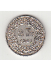 1941 - Svizzera Argento 2 Francs Silver Switzerland Standing Helvetia